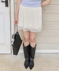 【GIUNON】satin lace mini skirt /  サテンレースミニスカート