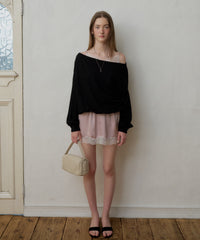 【GIUNON】satin lace mini skirt /  サテンレースミニスカート