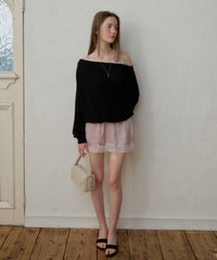 【GIUNON】satin lace mini skirt /  サテンレースミニスカート