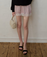 【GIUNON】satin lace mini skirt /  サテンレースミニスカート