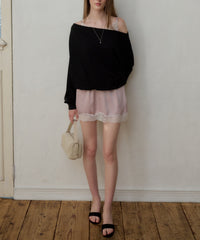 【GIUNON】satin lace mini skirt /  サテンレースミニスカート