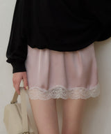 【GIUNON】satin lace mini skirt /  サテンレースミニスカート