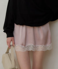 【GIUNON】satin lace mini skirt /  サテンレースミニスカート