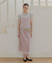 【GIUNON】satin lace frill camisole / サテンレースフリルキャミソール