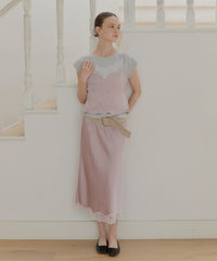 【GIUNON】satin lace frill camisole / サテンレースフリルキャミソール