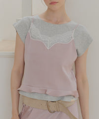 【GIUNON】satin lace frill camisole / サテンレースフリルキャミソール