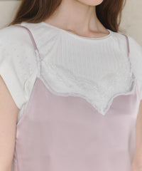 【GIUNON】satin lace frill camisole / サテンレースフリルキャミソール