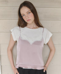 【GIUNON】satin lace frill camisole / サテンレースフリルキャミソール