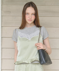 【GIUNON】satin lace frill camisole / サテンレースフリルキャミソール