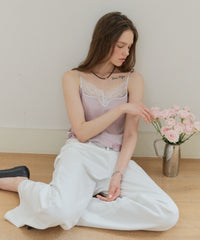 【GIUNON】satin lace frill camisole / サテンレースフリルキャミソール