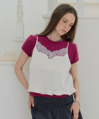 【GIUNON】satin lace frill camisole / サテンレースフリルキャミソール