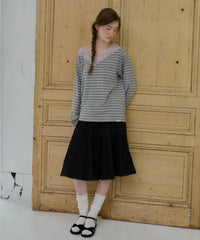 【GIUNON】2way border lace tops / 2way ボーダーレーストップス