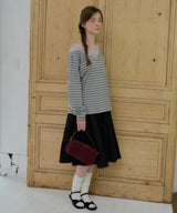 【GIUNON】2way border lace tops / 2way ボーダーレーストップス
