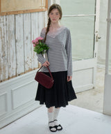 【GIUNON】2way border lace tops / 2way ボーダーレーストップス