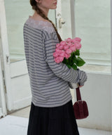 【GIUNON】2way border lace tops / 2way ボーダーレーストップス