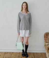 【GIUNON】2way border lace tops / 2way ボーダーレーストップス