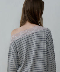 【GIUNON】2way border lace tops / 2way ボーダーレーストップス
