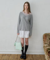 【GIUNON】2way border lace tops / 2way ボーダーレーストップス