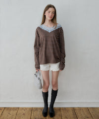 【GIUNON】2way border lace tops / 2way ボーダーレーストップス