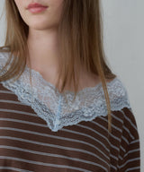 【GIUNON】2way border lace tops / 2way ボーダーレーストップス