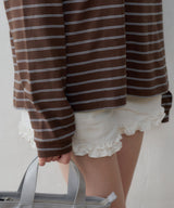 【GIUNON】2way border lace tops / 2way ボーダーレーストップス