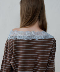 【GIUNON】2way border lace tops / 2way ボーダーレーストップス
