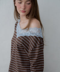 【GIUNON】2way border lace tops / 2way ボーダーレーストップス