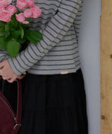 【GIUNON】2way border lace tops / 2way ボーダーレーストップス