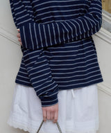 【GIUNON】2way border lace tops / 2way ボーダーレーストップス