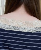 【GIUNON】2way border lace tops / 2way ボーダーレーストップス