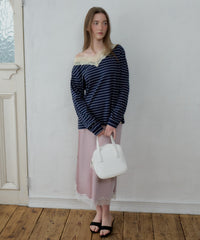 【GIUNON】2way border lace tops / 2way ボーダーレーストップス