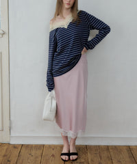 【GIUNON】2way border lace tops / 2way ボーダーレーストップス