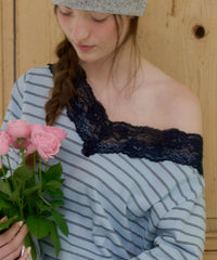 【GIUNON】2way border lace tops / 2way ボーダーレーストップス