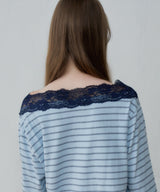【GIUNON】2way border lace tops / 2way ボーダーレーストップス