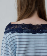 【GIUNON】2way border lace tops / 2way ボーダーレーストップス