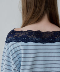 【GIUNON】2way border lace tops / 2way ボーダーレーストップス