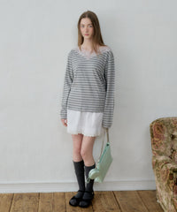 【GIUNON】2way border lace tops / 2way ボーダーレーストップス
