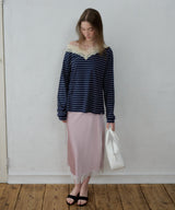 【GIUNON】2way border lace tops / 2way ボーダーレーストップス