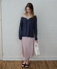 【GIUNON】2way border lace tops / 2way ボーダーレーストップス