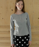 【GIUNON】henley neck scallop long-t / ヘンリーネックスカラップトップス