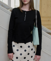 【GIUNON】henley neck scallop long-t / ヘンリーネックスカラップトップス