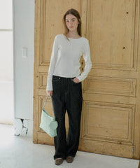 【GIUNON】henley neck scallop long-t / ヘンリーネックスカラップトップス
