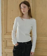 【GIUNON】henley neck scallop long-t / ヘンリーネックスカラップトップス