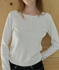 【GIUNON】henley neck scallop long-t / ヘンリーネックスカラップトップス