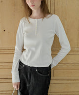 【GIUNON】henley neck scallop long-t / ヘンリーネックスカラップトップス