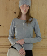 【GIUNON】henley neck scallop long-t / ヘンリーネックスカラップトップス