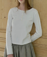 【GIUNON】henley neck scallop long-t / ヘンリーネックスカラップトップス