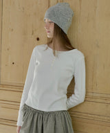 【GIUNON】henley neck scallop long-t / ヘンリーネックスカラップトップス