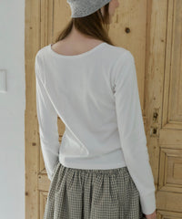 【GIUNON】henley neck scallop long-t / ヘンリーネックスカラップトップス