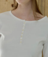【GIUNON】henley neck scallop long-t / ヘンリーネックスカラップトップス